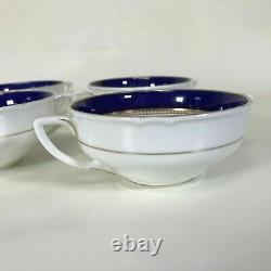 Set of 4 Royal Worcester Regency Cobalt Blue Regency Flat Cream Soup Bowl
