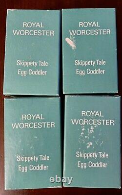 Set of 4 Vintage 1970 Royal Worcester Skippety Tale Porcelain Egg Coddler / Box