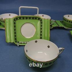 Set of 6 1936 Royal Worcester Art Deco Demi-Tasse Cups & Saucers, Patterm 1544