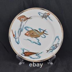 Set of 6 Royal Worcester Polychrome Fish Plates Rare Fish 1877