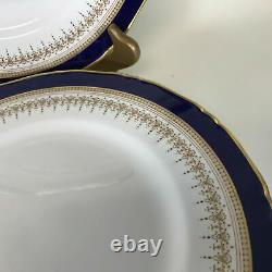 Set of 6 Royal Worcester Regency Cobalt Blue Regency Pattern Dinner Plates 10.75