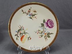 Set of 6 Royal Worcester With773 Hand Painted Floral Ivory Gold 9 1/8 Inch Plates