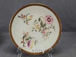 Set of 6 Royal Worcester With773 Hand Painted Floral Ivory Gold 9 1/8 Inch Plates