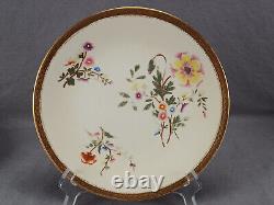 Set of 6 Royal Worcester With773 Hand Painted Floral Ivory Gold 9 1/8 Inch Plates