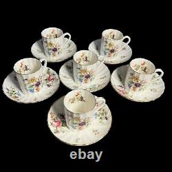 Set of 6 VTG Demitasse Espresso Cups & Saucers Royal Worcester Englush Bone Chin