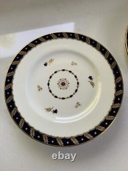 Set of 7 Georgian 1780 Reproduction Dinner Plates by Royal Worcester Cobalt Blue
