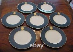 Set of 7 Superb Vintage Lapis Gold & Ivory Royal Worcester Dinner Plates