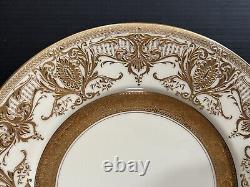 Set of 8 Antique Royal Worcester England Gold Encrusted Dinner Plates