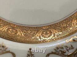 Set of 8 Antique Royal Worcester England Gold Encrusted Dinner Plates