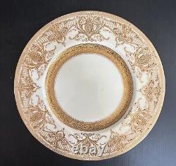 Set of 8 Antique Royal Worcester England Gold Encrusted Dinner Plates