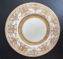 Set of 8 Antique Royal Worcester England Gold Encrusted Dinner Plates