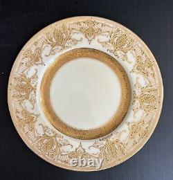 Set of 8 Antique Royal Worcester England Gold Encrusted Dinner Plates