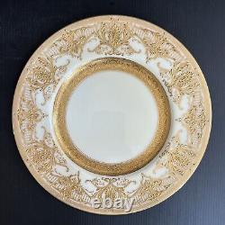 Set of 8 Antique Royal Worcester England Gold Encrusted Dinner Plates