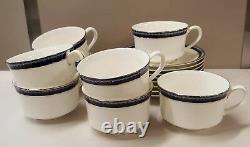 Set of 8 Cups and Saucers Royal Worcester Avalon Firenze Platinum Rim Bone China