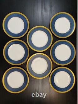 Set of 8 ROYAL WORCESTER (1926) Cobalt Blue & Gold 9 Luncheon Plates