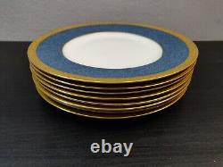 Set of 8 ROYAL WORCESTER (1926) Cobalt Blue & Gold 9 Luncheon Plates