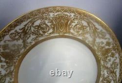Set of 8 Royal Worcester EMBASSY 8 Salad Plates-White Rim, Gold Filigree