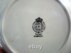Set of 8 Royal Worcester EMBASSY 8 Salad Plates-White Rim, Gold Filigree