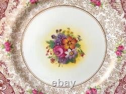 Set of 8 Royal Worcester England 10&5/8 Dinner Plates Macys N. Y. Floral Center
