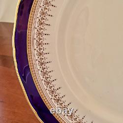 Set of 8 Royal Worcester England Regency Blue Dinner Plates 10 7/8 EUC