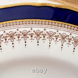 Set of 8 Royal Worcester England Regency Blue Dinner Plates 10 7/8 EUC