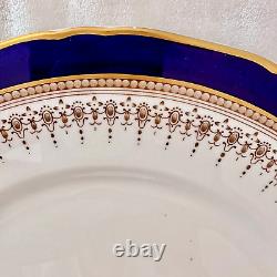 Set of 8 Royal Worcester England Regency Blue Dinner Plates 10 7/8 EUC