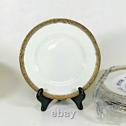 Set of 8 Royal Worcester Gold Encrusted Band Bone China Porcelain Bread Plates