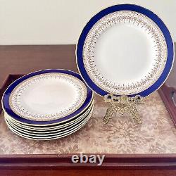 Set of 8 Royal Worcester Regency Blue Salad or Dessert Plates 8 Made in England