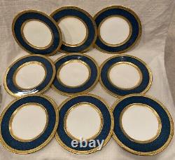 Set of 9 1926 Blue & Gold ROYAL WORCESTER Bread/Butter Plates 6, RARE