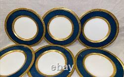 Set of 9 1926 Blue & Gold ROYAL WORCESTER Bread/Butter Plates 6, RARE