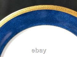 Set of 9 Royal Worcester 10&3/8Dinner Plates 1&1/2 Blue Band Shreve & Co
