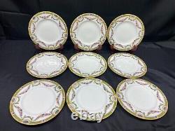 Set of 9 Royal Worcester FLORAL SWAG Appetizer / Bread Plates 5 7/8