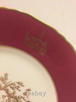 Set of Six Antique English Porcelain Dinner Plates, Royal Worcester, circa 1945