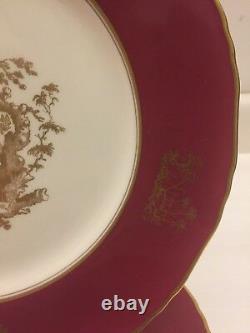 Set of Six Antique English Porcelain Dinner Plates, Royal Worcester, circa 1945