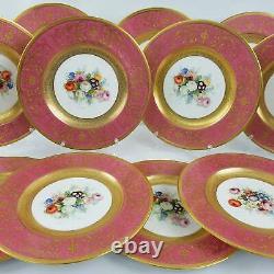 Set of Twelve Royal Worcester Pink-Ground Plates