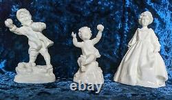 Set of three Exquisite Royal Worcester Blanc de Chine Porcelain Figurines