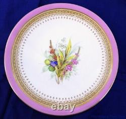 Signed Royal Worcester Pink Hand Painted Cabinet Plates-Set of 7