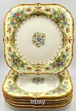 Six Rare 1929 Royal Worcester Riviera Square Enamelled Salad Plates, Exclnt Cond