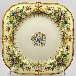Six Rare 1929 Royal Worcester Riviera Square Enamelled Salad Plates, Exclnt Cond
