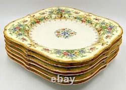 Six Rare 1929 Royal Worcester Riviera Square Enamelled Salad Plates, Exclnt Cond