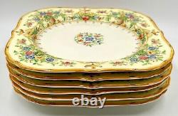 Six Rare 1929 Royal Worcester Riviera Square Enamelled Salad Plates, Exclnt Cond