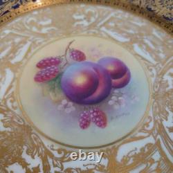 Stunning! 1942-1948 Royal Worcester painted fruits Plate painter's sign 10.4inch