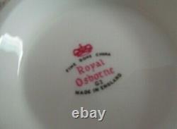 Vintage Royal Osborne Bone China High Tea Set for 6 White/Pink Roses/Gold Trim