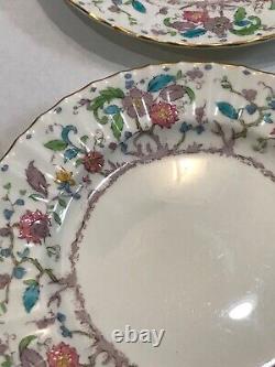 Vintage Royal Worcester 8 Set Of 6 Kashmir Ribbed Plates