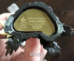 Vintage Royal Worcester Birds Porcelain Bronze Barn Swallow & Chickadee Set 6