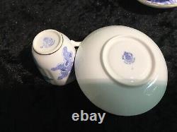 Vintage Royal Worcester Blue Dragon Trio. Early 1940's Fine China, Coffee Set