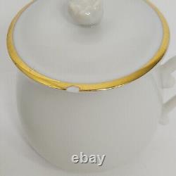 Vintage Royal Worcester Capri White Gold 6 Porcelain Pot De Crème Set with Tray