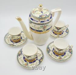 Vintage Royal Worcester Coffee Set Orlando Cobalt Bands, Cream Rim & Gold Trim