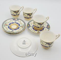 Vintage Royal Worcester Coffee Set Orlando Cobalt Bands, Cream Rim & Gold Trim