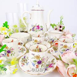 Vintage Royal Worcester Coffee Set for 4 Roanoke Pattern 11 Piece Bone China